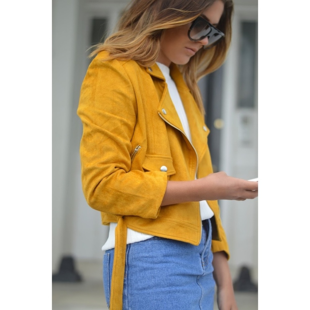 Faux Suede Mustard moto jacket